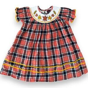 🍀 Lil Cactus Autumn Leaves Smocked Cotton Dress 2T